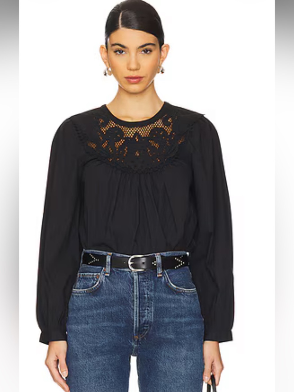Cleobella Raine Blouse in Black Lace Embroidered Top Organic Cotton Nwt XS $178